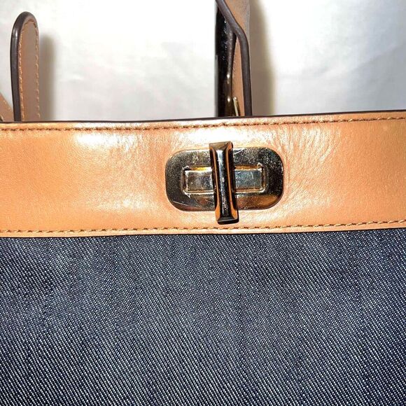 Michael Kors Sullivan Large Leather & Denim Messenger Bag Leather Trim - EUC - Picture 5 of 12